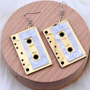 Gold Cassette Tape Earrings